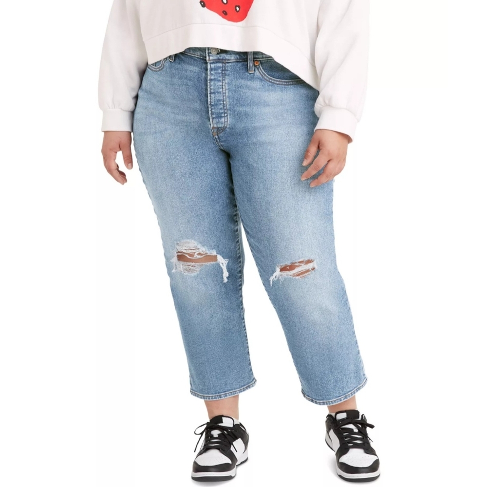 Levi's | Plus Size Wedgie Straight Crop Jeans Ripped Knees Bridge of Bellflower